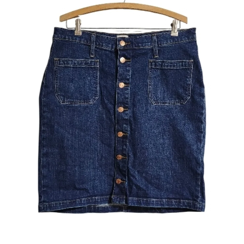 Denim Button-Front Skirt